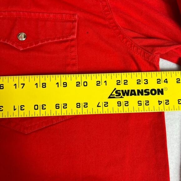 Roper Shirt Mens Medium Red Button Pearl Snap Western Long Sleeve - Picture 4 of 8